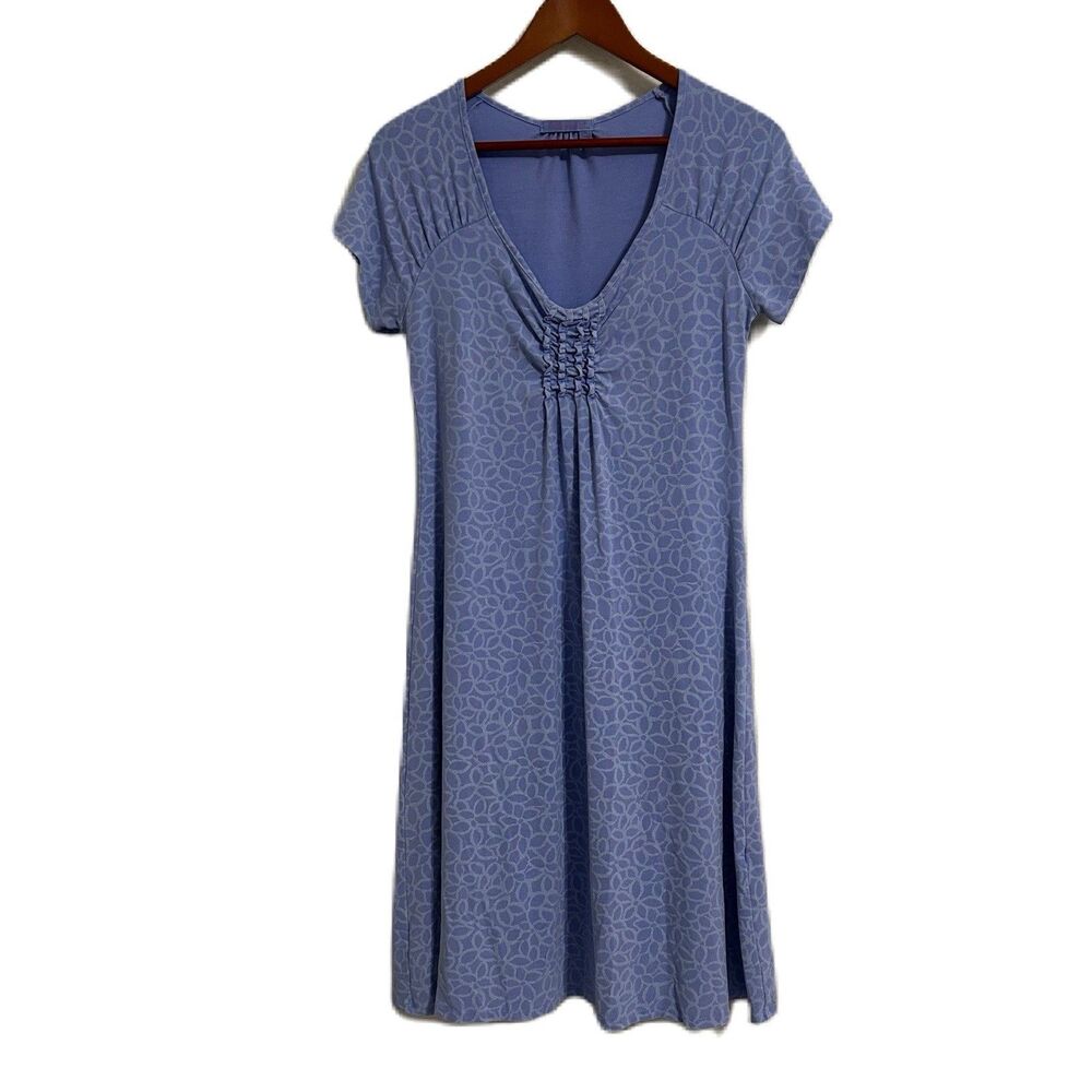 Fresh Produce Dress Women M Blue Emma Floral Pullover Stretch Cottage Comfy USA
